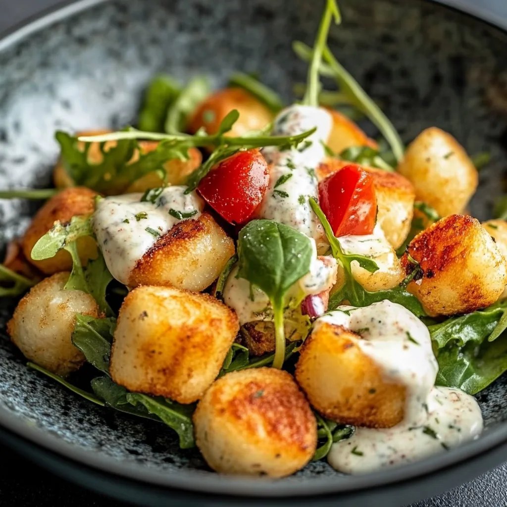 Knuspriger Gnocchi-Salat mit Joghurt-Dressing
