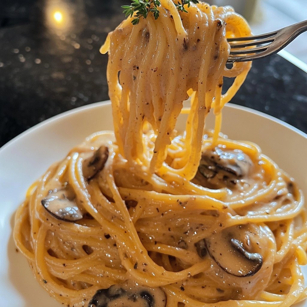 Spaghetti mit cremiger Pilzsauce